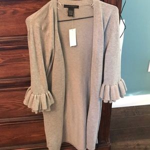Grey Ruffled Cardigan